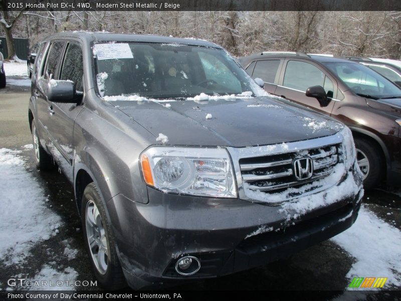 Modern Steel Metallic / Beige 2015 Honda Pilot EX-L 4WD