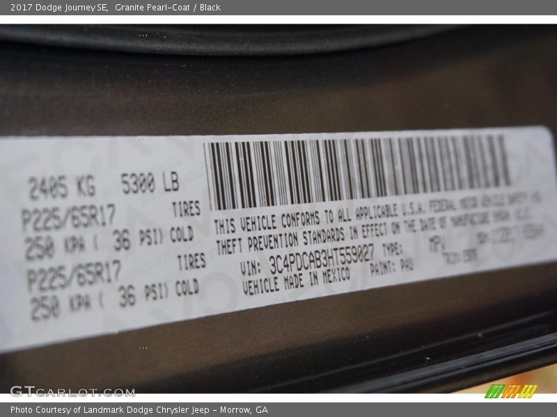 Granite Pearl-Coat / Black 2017 Dodge Journey SE