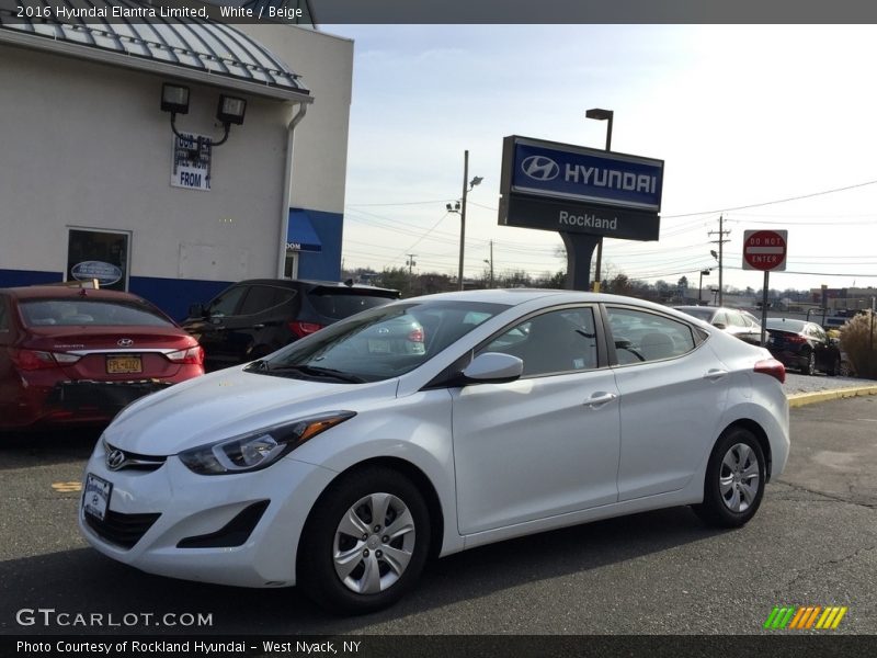 White / Beige 2016 Hyundai Elantra Limited