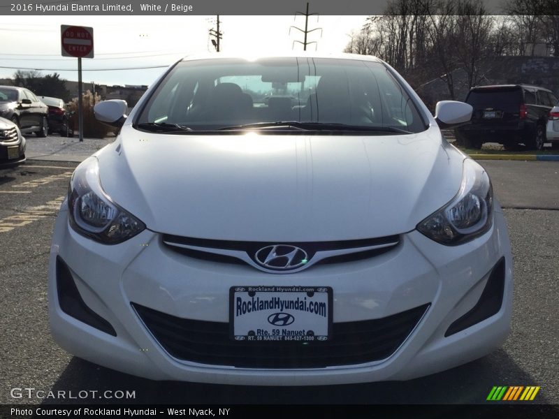 White / Beige 2016 Hyundai Elantra Limited