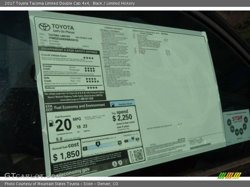 Black / Limited Hickory 2017 Toyota Tacoma Limited Double Cab 4x4