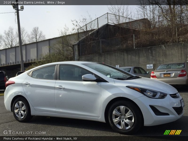 White / Beige 2016 Hyundai Elantra Limited