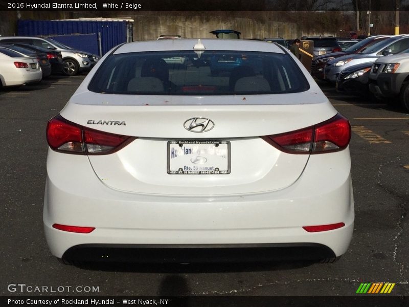 White / Beige 2016 Hyundai Elantra Limited