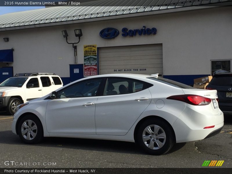 White / Beige 2016 Hyundai Elantra Limited