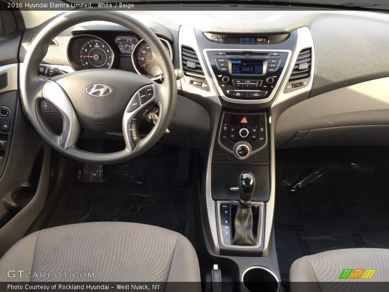 White / Beige 2016 Hyundai Elantra Limited