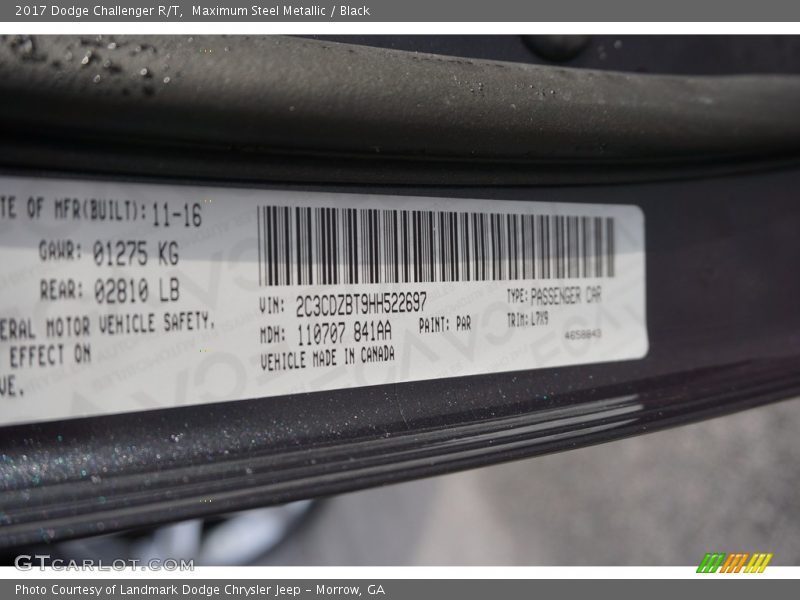 Maximum Steel Metallic / Black 2017 Dodge Challenger R/T