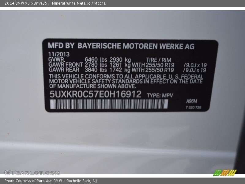 Mineral White Metallic / Mocha 2014 BMW X5 xDrive35i
