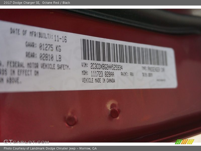 Octane Red / Black 2017 Dodge Charger SE