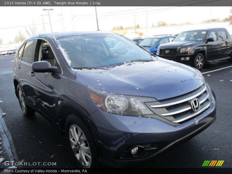 Twilight Blue Metallic / Gray 2014 Honda CR-V EX AWD