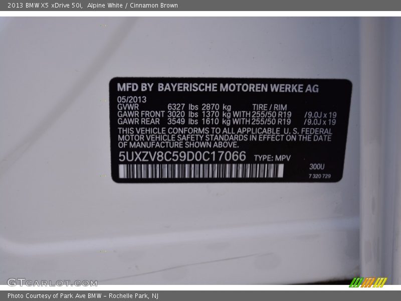 Alpine White / Cinnamon Brown 2013 BMW X5 xDrive 50i