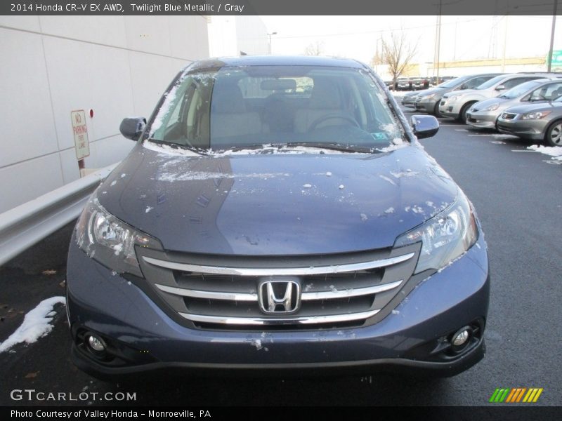 Twilight Blue Metallic / Gray 2014 Honda CR-V EX AWD