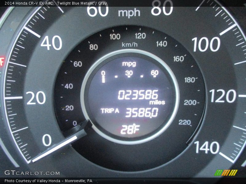 Twilight Blue Metallic / Gray 2014 Honda CR-V EX AWD