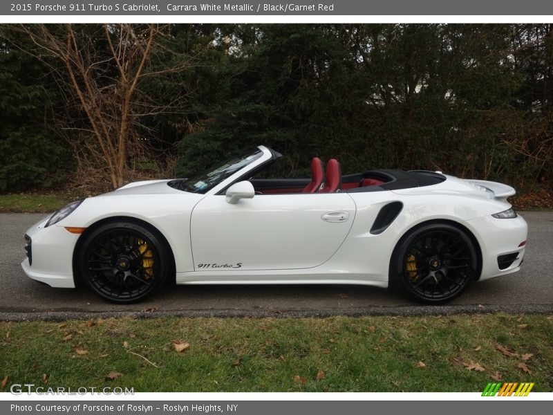 Carrara White Metallic / Black/Garnet Red 2015 Porsche 911 Turbo S Cabriolet