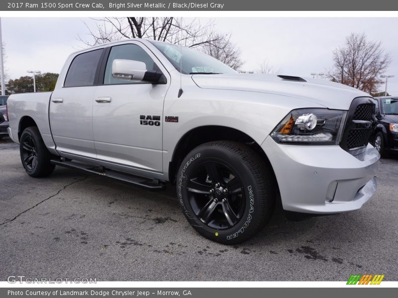 Bright Silver Metallic / Black/Diesel Gray 2017 Ram 1500 Sport Crew Cab