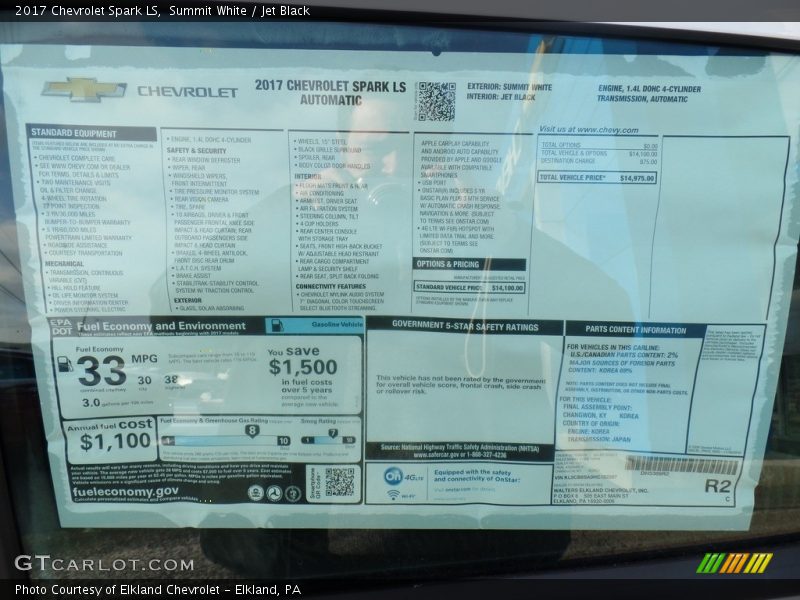 Summit White / Jet Black 2017 Chevrolet Spark LS