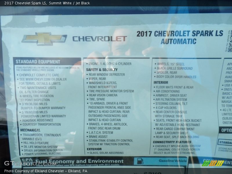 Summit White / Jet Black 2017 Chevrolet Spark LS