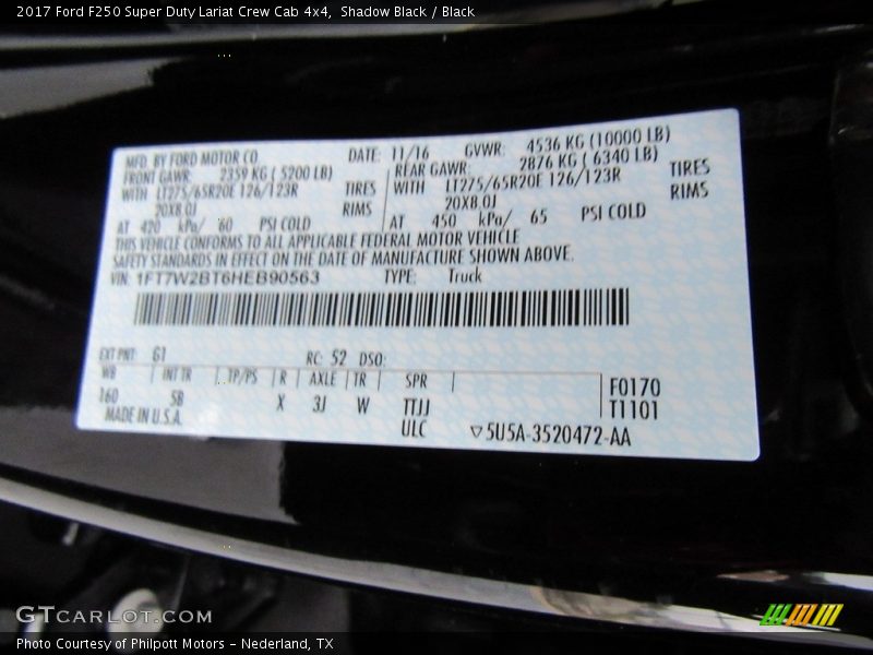 Shadow Black / Black 2017 Ford F250 Super Duty Lariat Crew Cab 4x4