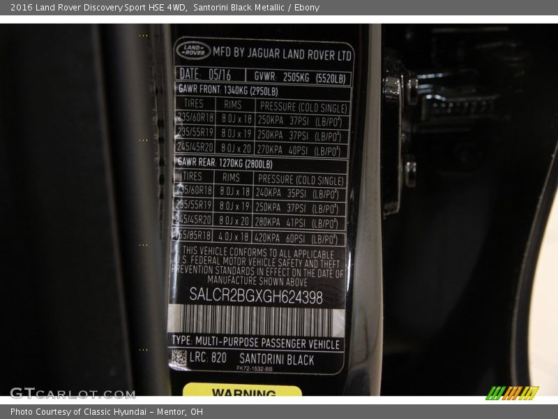 Santorini Black Metallic / Ebony 2016 Land Rover Discovery Sport HSE 4WD