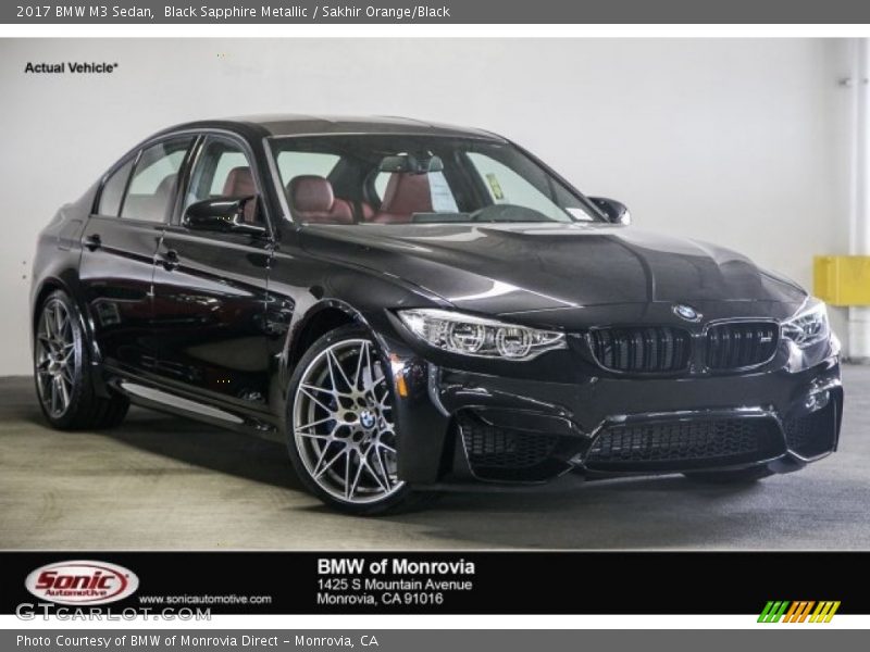 Black Sapphire Metallic / Sakhir Orange/Black 2017 BMW M3 Sedan