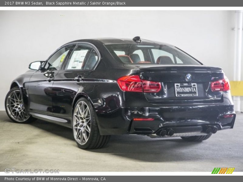 Black Sapphire Metallic / Sakhir Orange/Black 2017 BMW M3 Sedan
