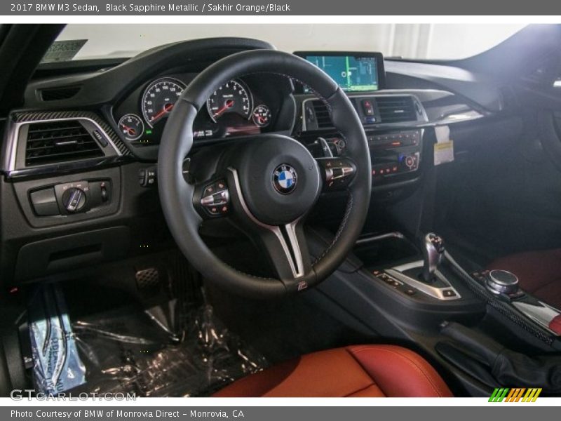 Black Sapphire Metallic / Sakhir Orange/Black 2017 BMW M3 Sedan