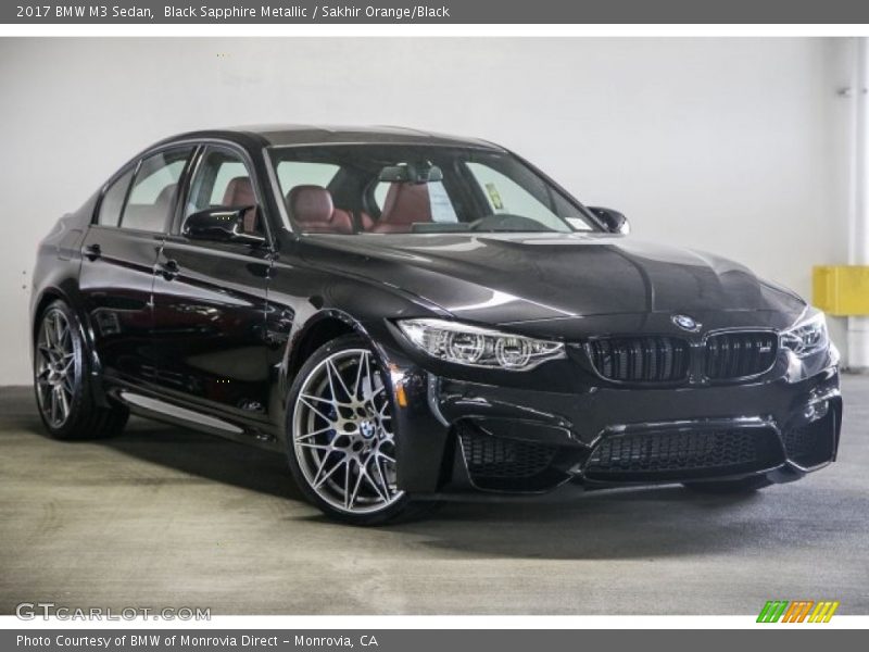 Black Sapphire Metallic / Sakhir Orange/Black 2017 BMW M3 Sedan