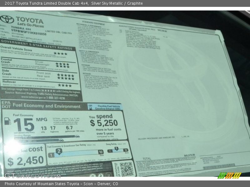 Silver Sky Metallic / Graphite 2017 Toyota Tundra Limited Double Cab 4x4