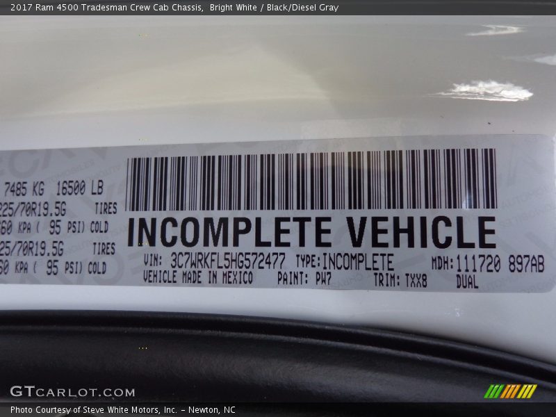 Bright White / Black/Diesel Gray 2017 Ram 4500 Tradesman Crew Cab Chassis