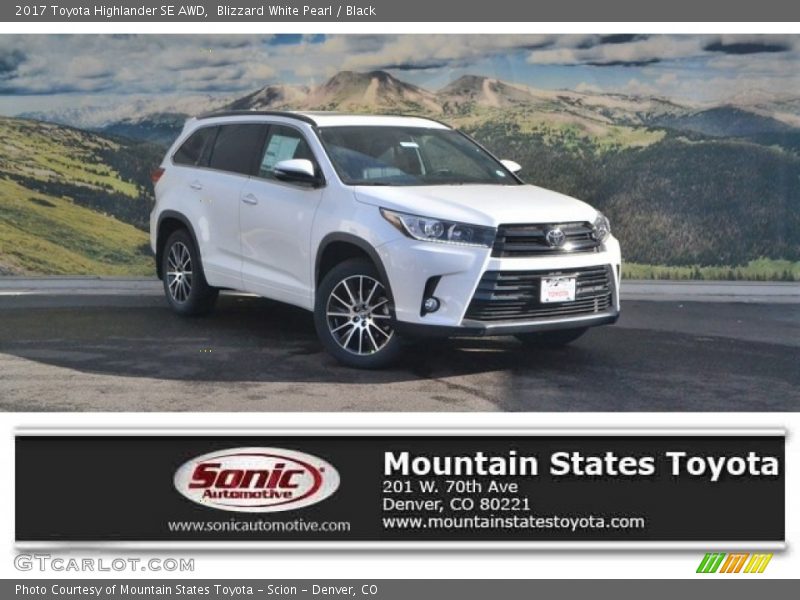 Blizzard White Pearl / Black 2017 Toyota Highlander SE AWD