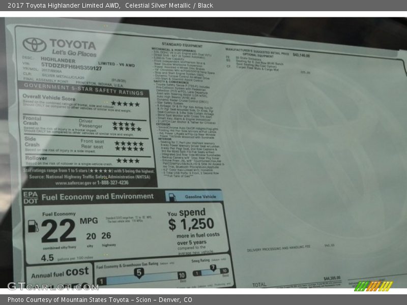 Celestial Silver Metallic / Black 2017 Toyota Highlander Limited AWD
