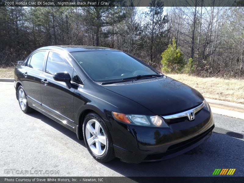 Nighthawk Black Pearl / Gray 2008 Honda Civic EX Sedan