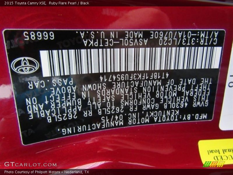 Ruby Flare Pearl / Black 2015 Toyota Camry XSE