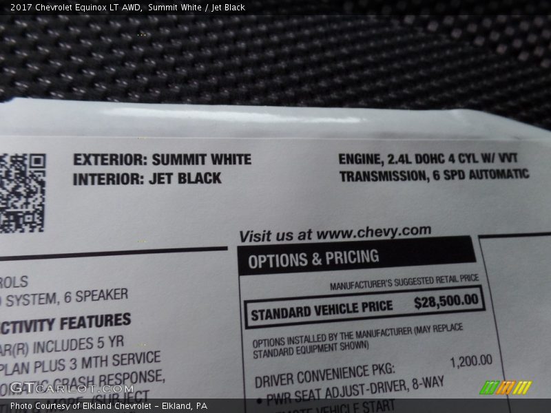 Summit White / Jet Black 2017 Chevrolet Equinox LT AWD