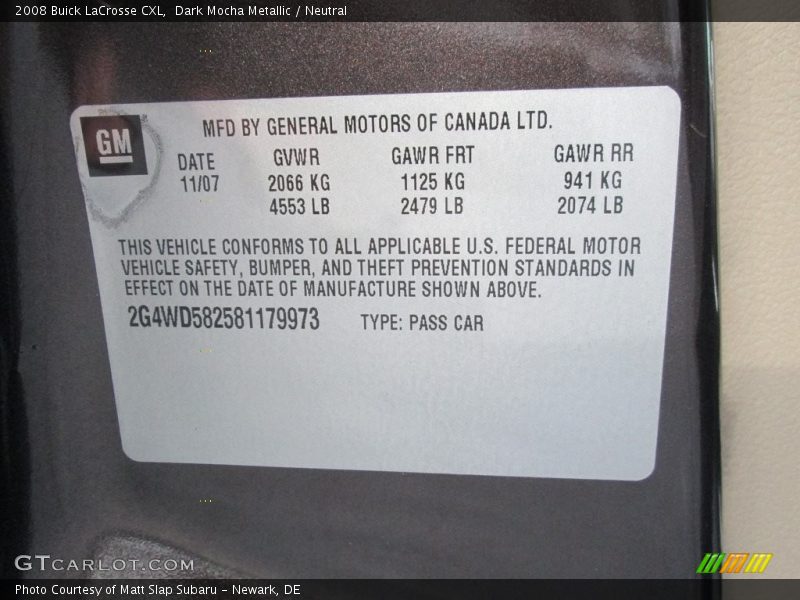 Dark Mocha Metallic / Neutral 2008 Buick LaCrosse CXL