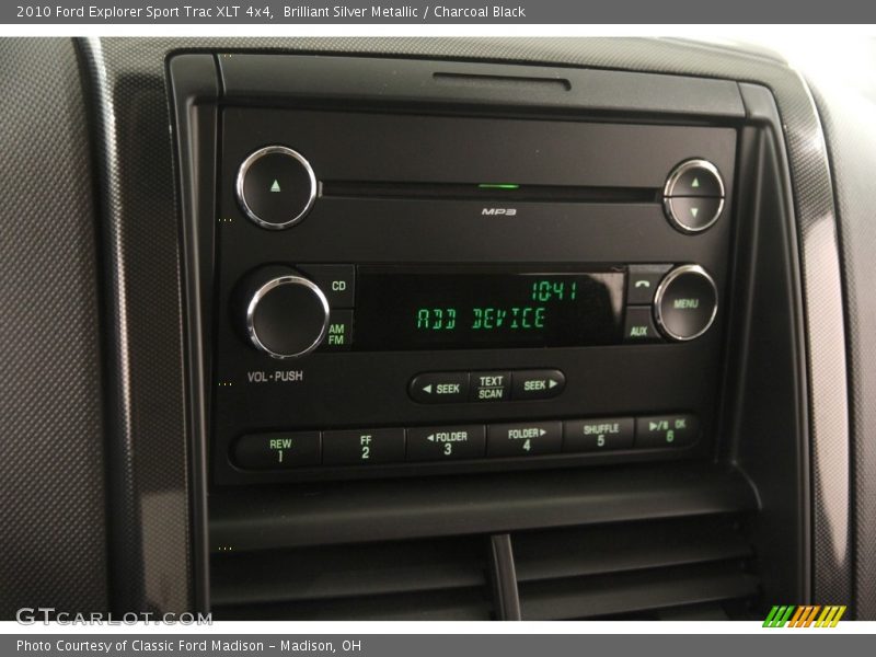 Brilliant Silver Metallic / Charcoal Black 2010 Ford Explorer Sport Trac XLT 4x4