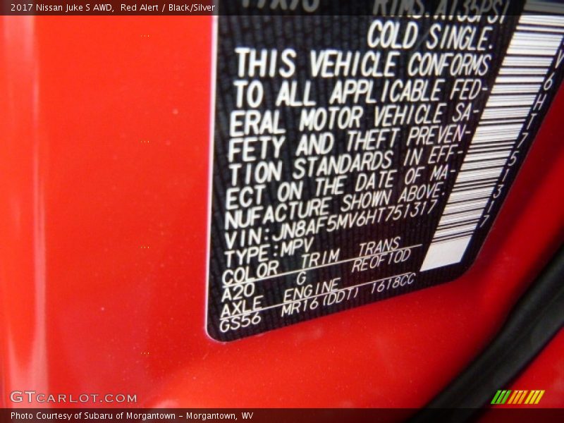 Red Alert / Black/Silver 2017 Nissan Juke S AWD