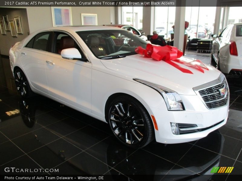 Crystal White Tricoat / Kona Brown w/Jet Black Accents 2017 Cadillac ATS Premium Perfomance