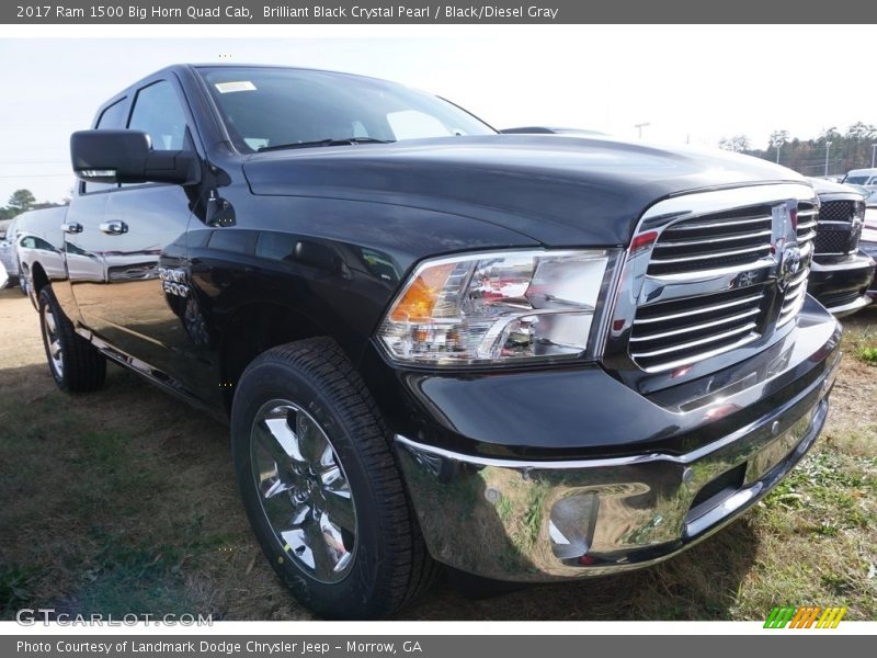 Brilliant Black Crystal Pearl / Black/Diesel Gray 2017 Ram 1500 Big Horn Quad Cab