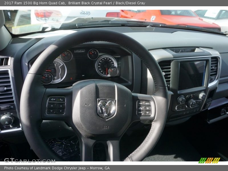 Brilliant Black Crystal Pearl / Black/Diesel Gray 2017 Ram 1500 Big Horn Quad Cab