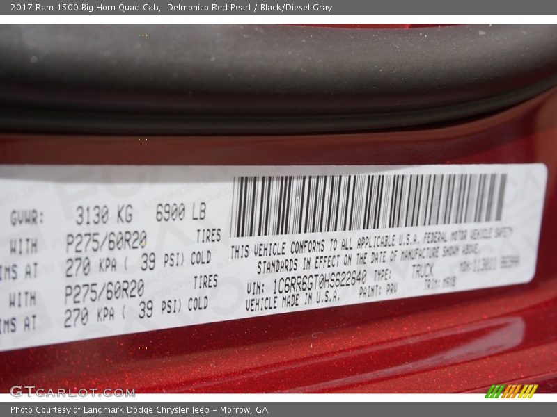 Delmonico Red Pearl / Black/Diesel Gray 2017 Ram 1500 Big Horn Quad Cab