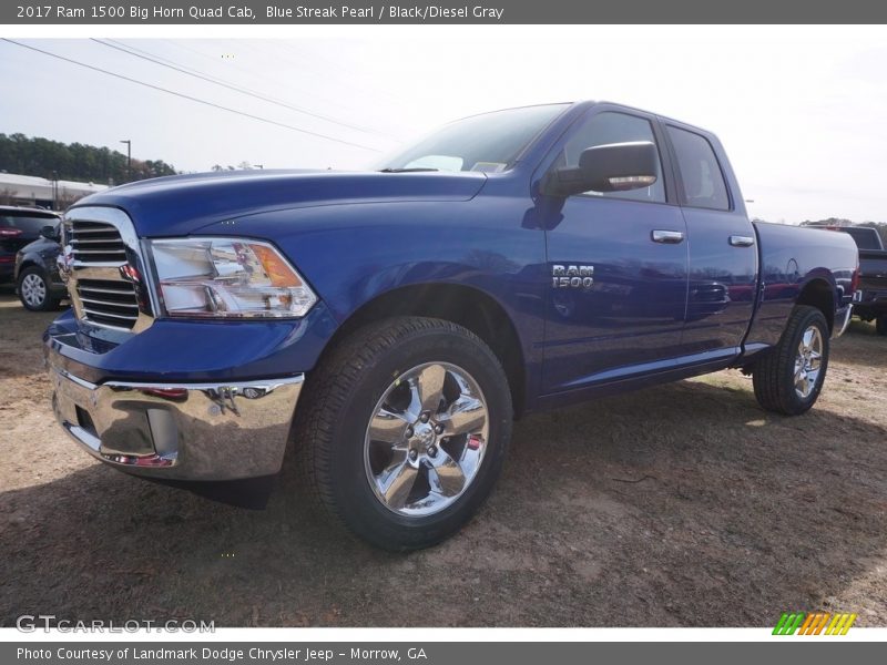 Blue Streak Pearl / Black/Diesel Gray 2017 Ram 1500 Big Horn Quad Cab