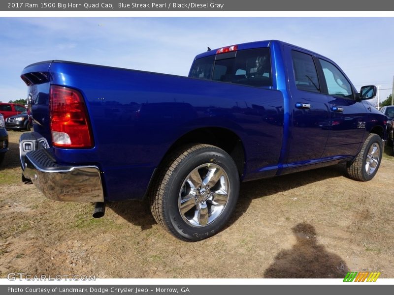 Blue Streak Pearl / Black/Diesel Gray 2017 Ram 1500 Big Horn Quad Cab