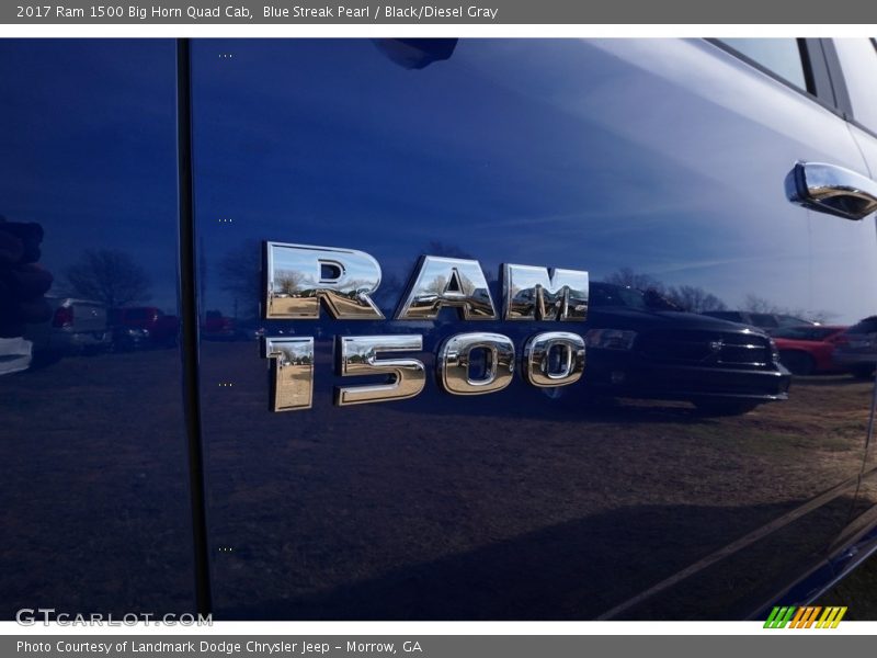 Blue Streak Pearl / Black/Diesel Gray 2017 Ram 1500 Big Horn Quad Cab