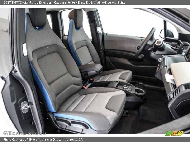 Capparis White / Deka Dark Cloth w/Blue Highlights 2017 BMW i3 with Range Extender