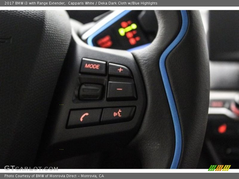 Capparis White / Deka Dark Cloth w/Blue Highlights 2017 BMW i3 with Range Extender