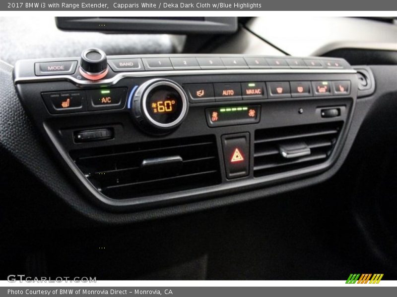 Capparis White / Deka Dark Cloth w/Blue Highlights 2017 BMW i3 with Range Extender