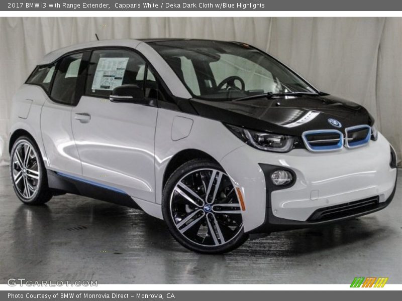 Capparis White / Deka Dark Cloth w/Blue Highlights 2017 BMW i3 with Range Extender