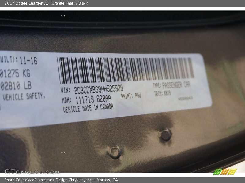 Granite Pearl / Black 2017 Dodge Charger SE
