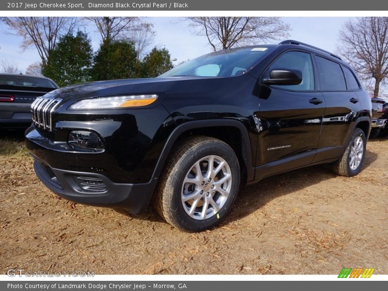 Diamond Black Crystal Pearl / Black 2017 Jeep Cherokee Sport