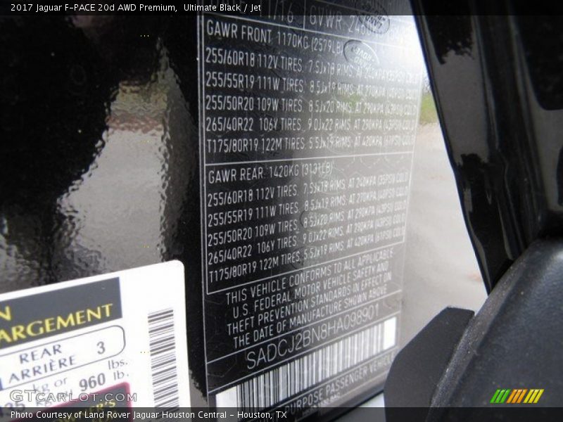 Ultimate Black / Jet 2017 Jaguar F-PACE 20d AWD Premium
